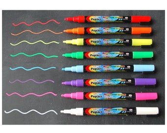 Fluorescent Chalk Marker, Bright Dry Erase Pen (Set of 8)