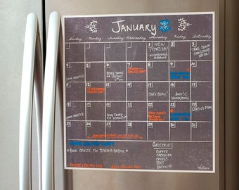Dry Erase Calendar, Perpetual Calendar, Fridge Magnet, Fridge Calendar