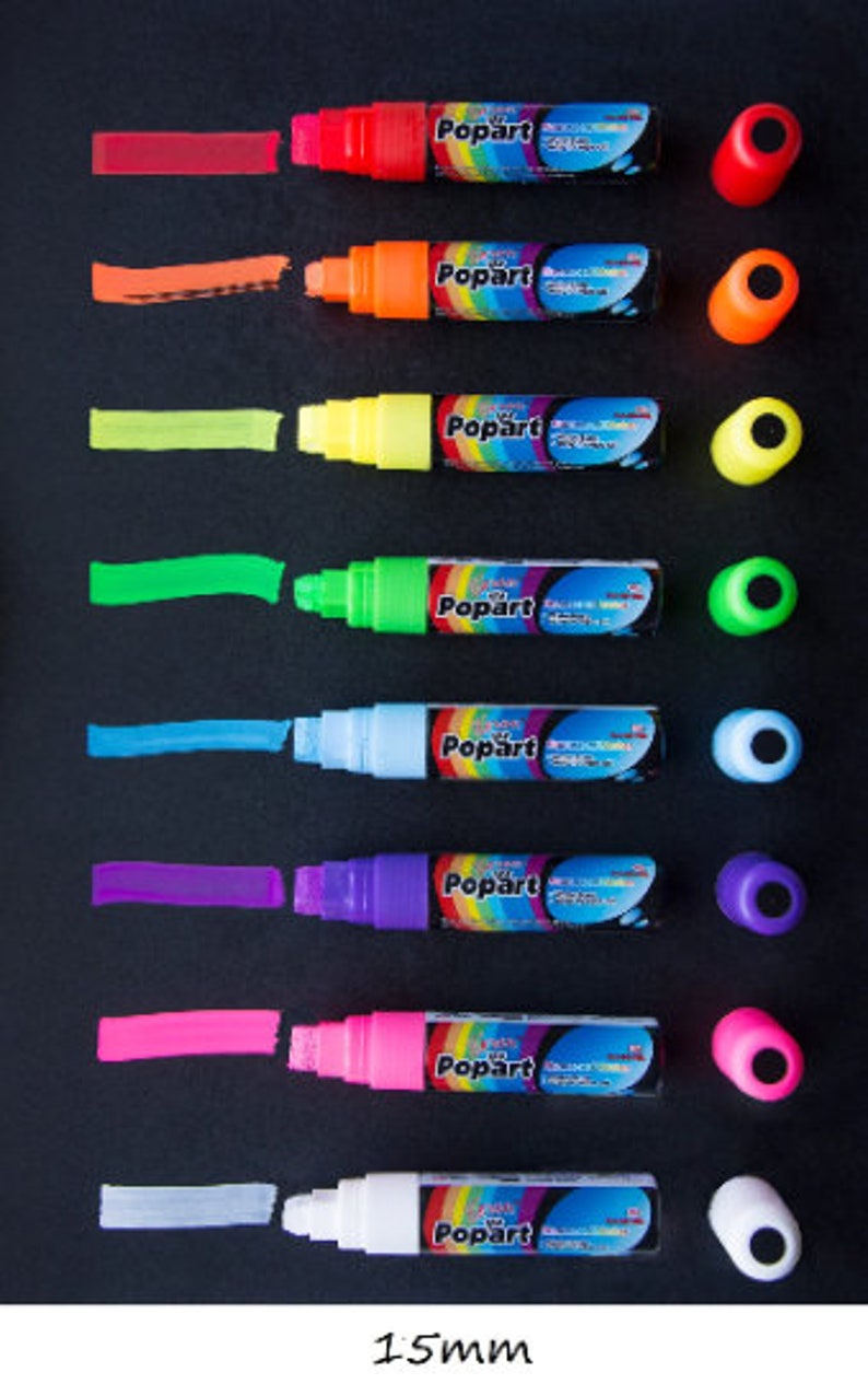Chalk Markers Fluorescent Fine Tip 3mm Set of 8 image 6