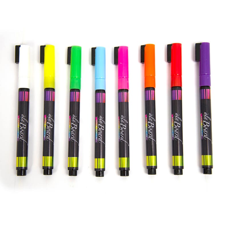 Chalk Markers Fluorescent Fine Tip 3mm Set of 8 image 2