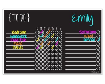 Chore Tracker, Kids Chore Tracker, Job Tracker, Dry Erase