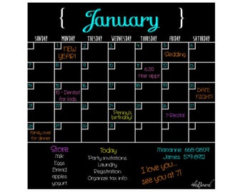 Monthly Calendar, Fridge Magnet, Dry Erase Calendar