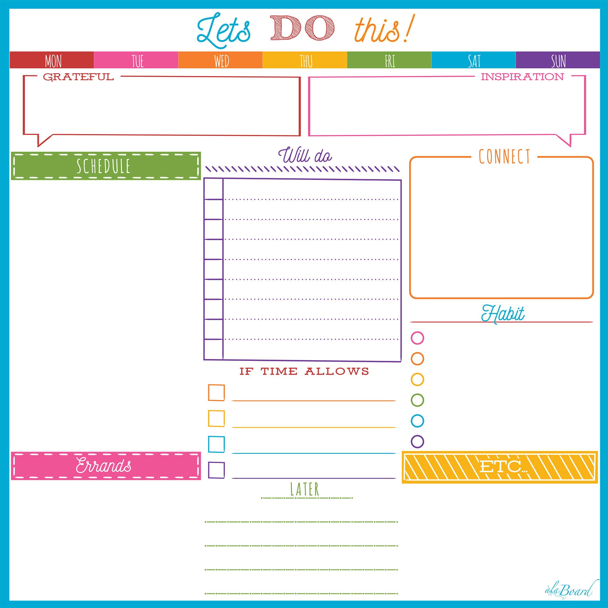 Daily Planner ADHD Planner Wall Chart Routine Chart Dry Etsy