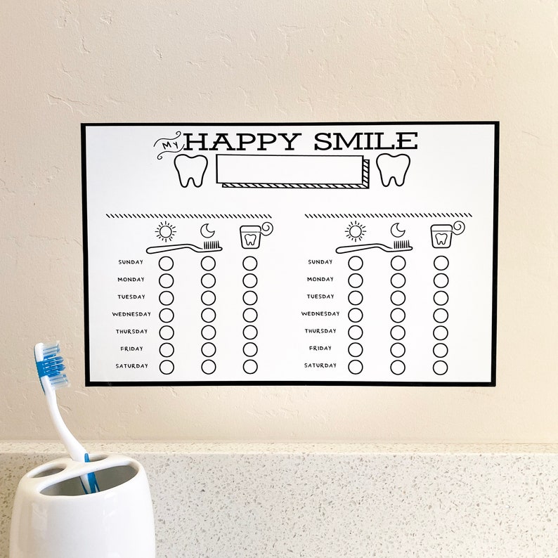 Daily Routine Chart Toothbrush Chart Kids Chore Chart | Etsy