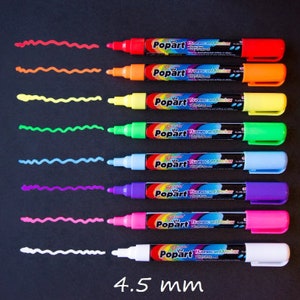 Chalk Markers Fluorescent Fine Tip 3mm Set of 8 image 4