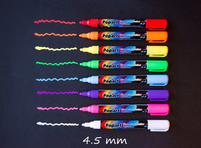 Chalk Markers Fluorescent Fine Tip 3mm Set of 8 image 4