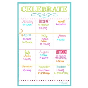 Class Birthdays, Employee Birthdays, Class Birthday Organizer, Employee Birthday Organzier image 2