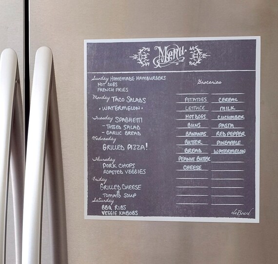 Dry Erase Meal Planner Menu Weekly Dinner Planner Etsy