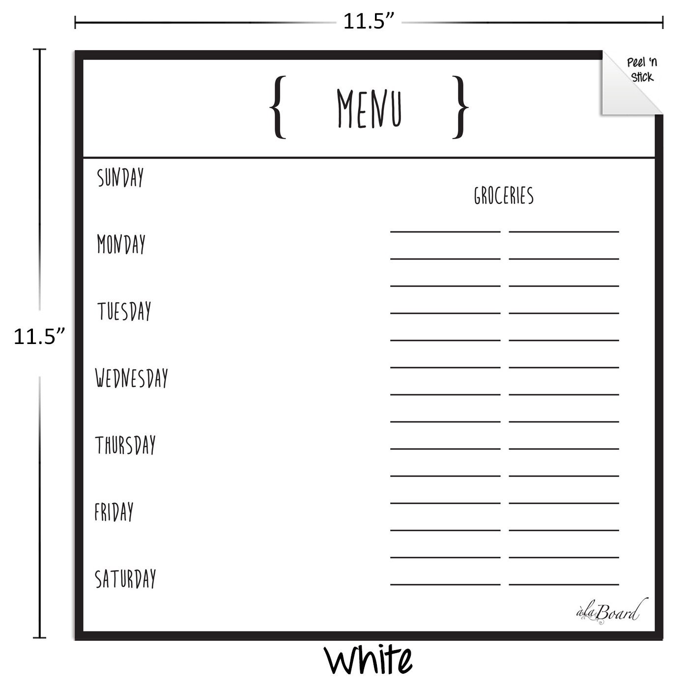 Dry Erase Weekly Menu Meal Planner Fridge Menu Kitchen Menu Etsy