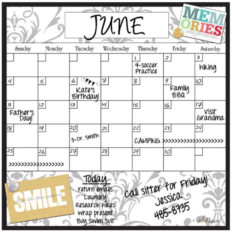 Monthly Calendar Decal Monthly Calendar Calendar Decal Etsy