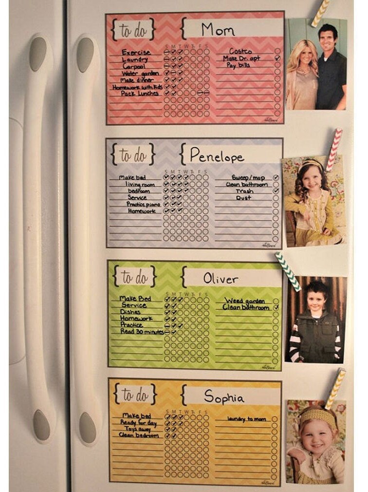 Office Products Refrigerator Home Checklist Set with Kids