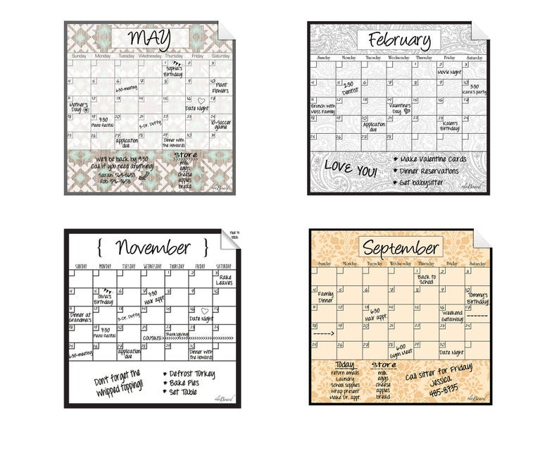 Peel and Stick Calendar Calendar Decal | Etsy