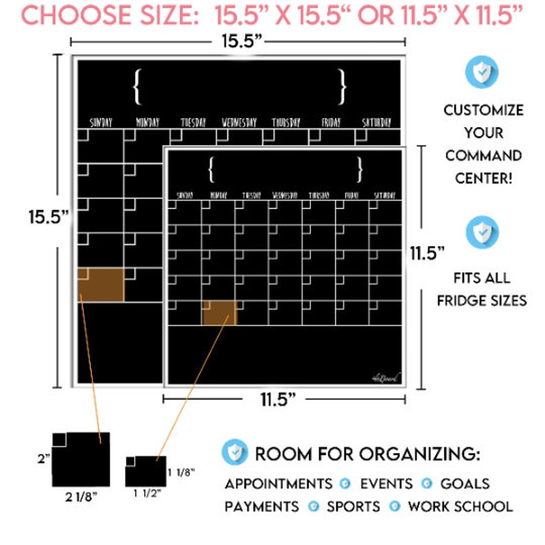 Large Fridge Calendar, Monthly Calendar, Perpetual Calendar image 3