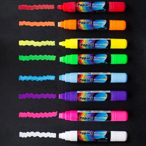 Chalk Markers Fluorescent Fine Tip 3mm Set of 8 image 5
