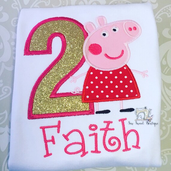 Peppa pig birthday shirt, girls or boys peppa big birthday shirt, peppa the pig, peppa pig party, personalized birthday shirt Il_570xn