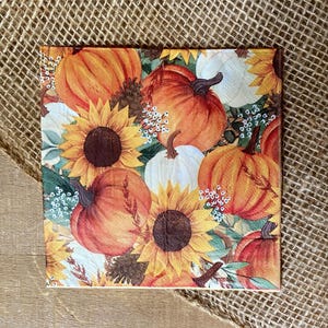 Thanksgiving Fall Decoupage napkins, , pumpkins sunflowers  pine cones, crafting napkins, napkins for decoupage, paper crafts, junk journal