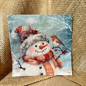 Snowman Christmas decoupage napkins,crafting napkins, napkins for decoupage, paper crafts, snowmen, snowman napkins