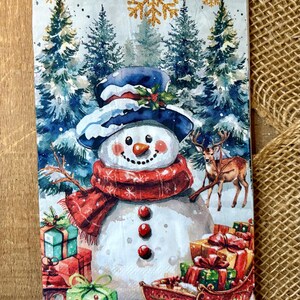 Christmas Snowman,  decoupage pattern napkins, crafting napkins, napkins for decoupage, paper crafts