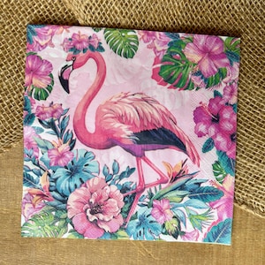 Pink Flamingo Tropical Paradise decoupage napkins, nautical crafting napkins, napkins for decoupage, paper crafts