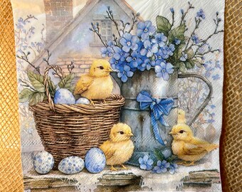 Easter Chicks Decoupage Napkins, Spring Crafting Paper, Set of 2 Luncheon Size