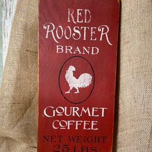 Primitive Rustic Wall Hanging Stenciled Board Decor Rooster Picure Gift For Friend