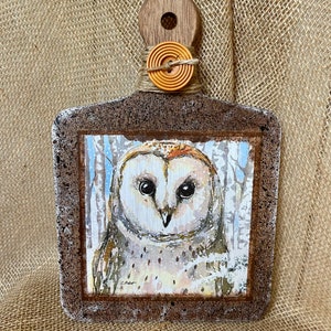 Cutting Board Decor, Decoupaged Owl, charcuterie board, kitchen decor, kitchen accent, shelf sitter