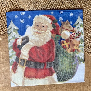 Santa Claus decoupage napkin, Christmas design, Christmas print, crafting napkin, napkin for decoupage, paper crafts, junk journal