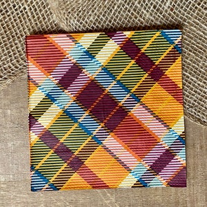 Plaid design Decoupage napkin, plaid print, crafting napkin, napkin for decoupage, paper crafts, junk journal, 3 ply