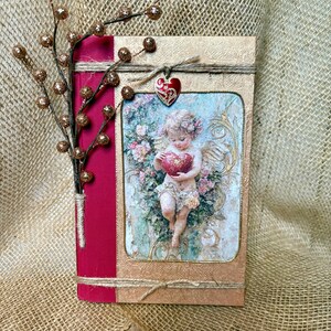 Valentine Cupid Angel decorated book, decorative hard bound book, shelf sitter