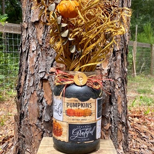 Fall Floral Arrangement, decorative fall jar, upcycled gallon jar, thanksgiving centerpiece, thanksgiving table decor