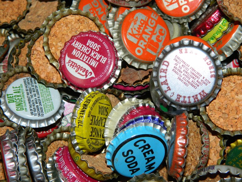 100 VINTAGE Soda Bottle Cap Assortment great crafty caps Etsy