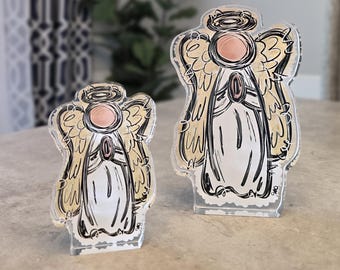 Angel in White Fine Art Acrylic Shelf Sitter, Gift and Home Decor