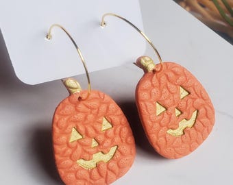 Fall Pumpkin Clay Earrings, Polymer Clay Earrings, Thanksgiving Earrings, Halloween Earrings