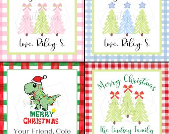 Printable Christmas Gift Tags, Digital File, Print at Home, Kid's Class Gift Tags, Adult Christmas Gift Tag