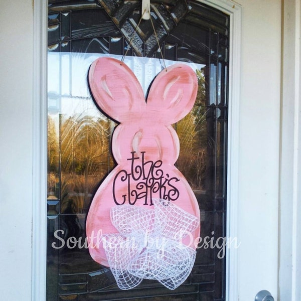 Shabby Chic Cottontail EASTER BUNNY Wooden Door Hanger, Door Sign, Door Decoration, Religious, Happy Easter Sign