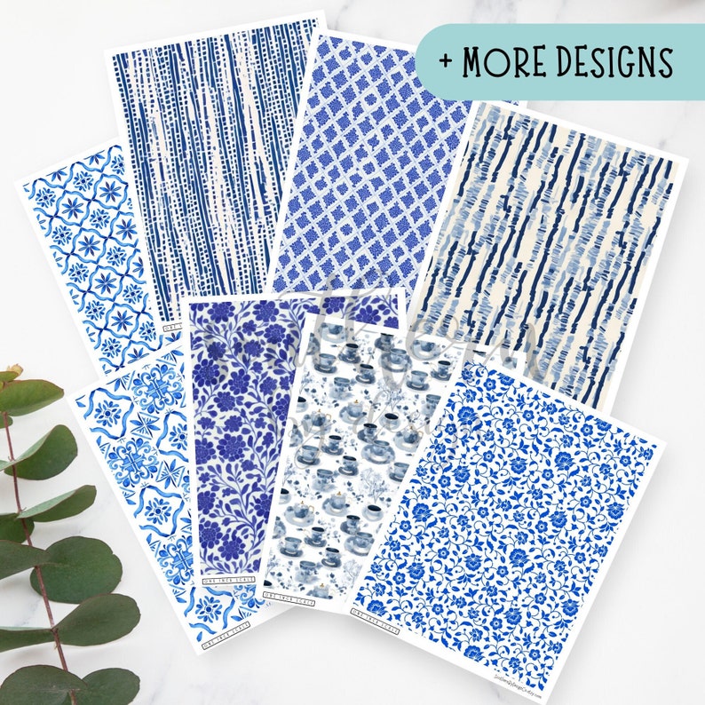 Blue Print Water Soluable Image Transfer Sheet for Clay Earrings