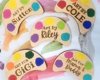 Kids Name Art Magnet, Art By Magnet, Made By Magnet, Paint Palette Magnet, Kids Personalized Magnets, Grandparent's Gift