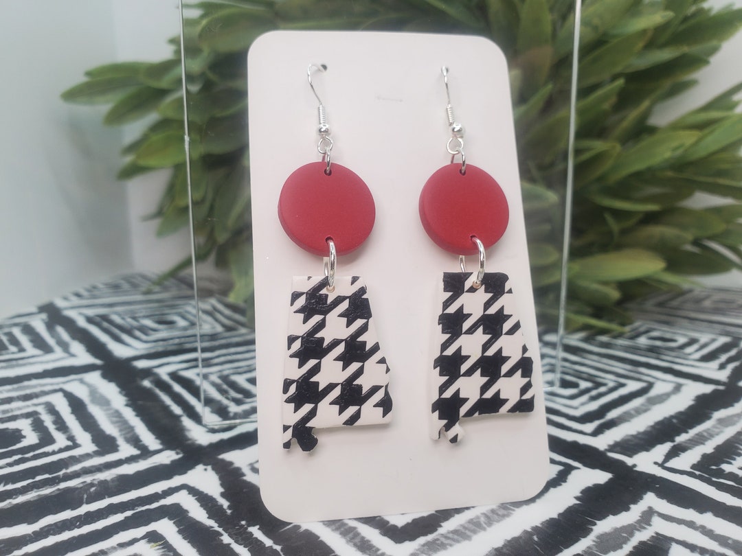 Houndstooth Alabama Clay Earrings Alabama Earrings Polymer Etsy