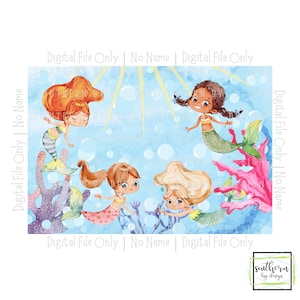 Mermaid Digital File Design Digital Download Mermaid Sublimation Design Kids Sublimation Design, Kid Puzzles image 1