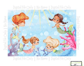 Mermaid Digital File Design - Digital Download - Mermaid Sublimation Design - Kids Sublimation Design, Kid Puzzles