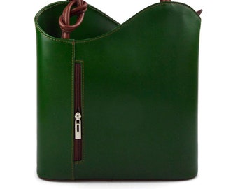 Women handbag leather bag clutch hobo bag backpack cross body women bag green - brown leather backpack leather shoulder bag made in Italy