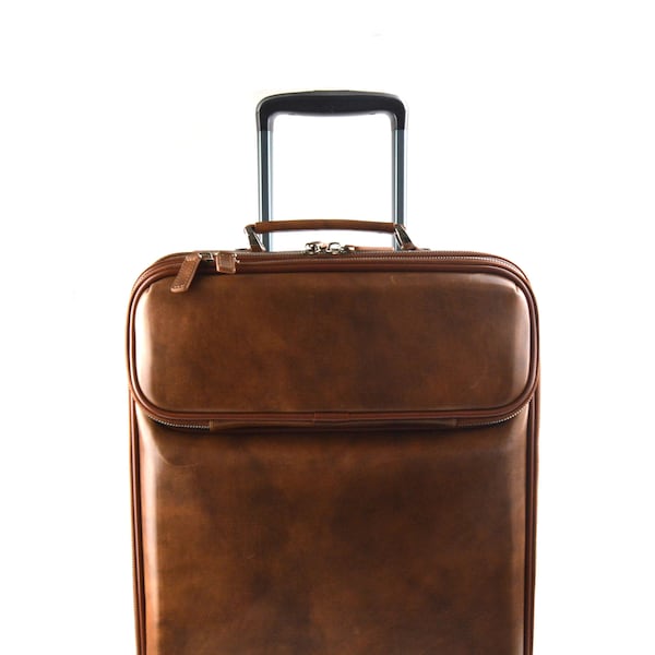 Luggage leather carry on travel bag leather trolley bag weekender bag overnight bag with 4 wheels brown leather cabin luggage airplane bag