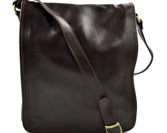 Mens shoulder bag leather bag shoulder bag genuine leather crossbody messenger business bag women shoulder bag dark brown leather satchel