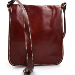 Bolso de cuero bandolera de piel cartero rojo de hombre de mujer de cuero bolso de piel bolso de espalda bolso de piel messenger