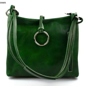 Red Leather Women Handbag Luxury Shoulder Bag Elegant and Stylish Made in Italy Fashionable Women Handbag Green