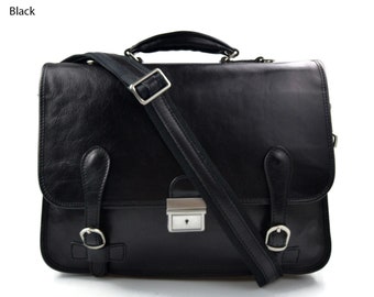 Leather briefcase men women office handbag leather shoulder bag messenger business bag satchel black woman briefcase