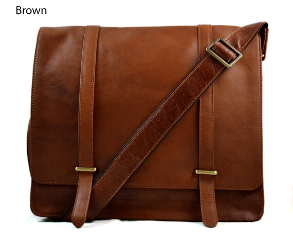 genuine leather messenger shoulder bag
