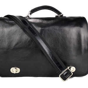 Cartera de cuero bolso messenger de piel bolso de hombre bolso de mujer de cuero bolso de espalda bandolera de cuero carpeta de piel negro