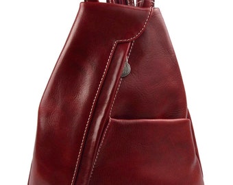 Leather backpack women men leather travel bag weekender sports bag gym bag shoulder bag sling backpack satchel hobo bag leather red
