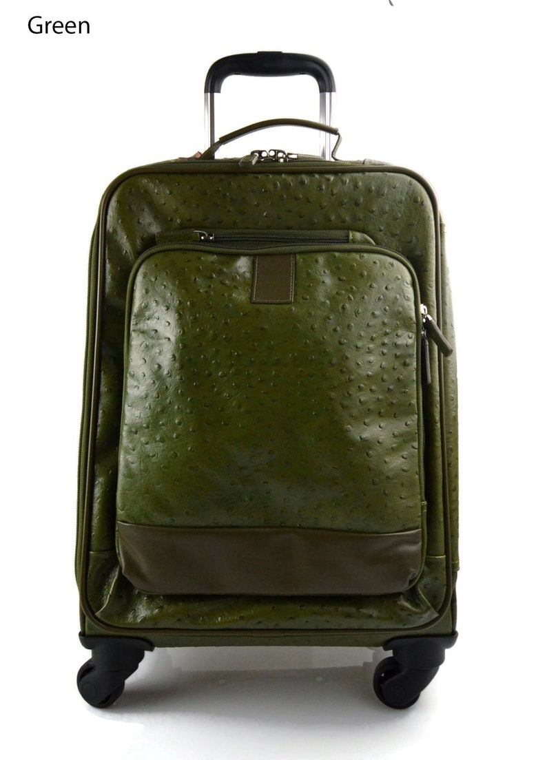 Leather Trolley Green Travel Bag Weekender Overnight Leather Etsy